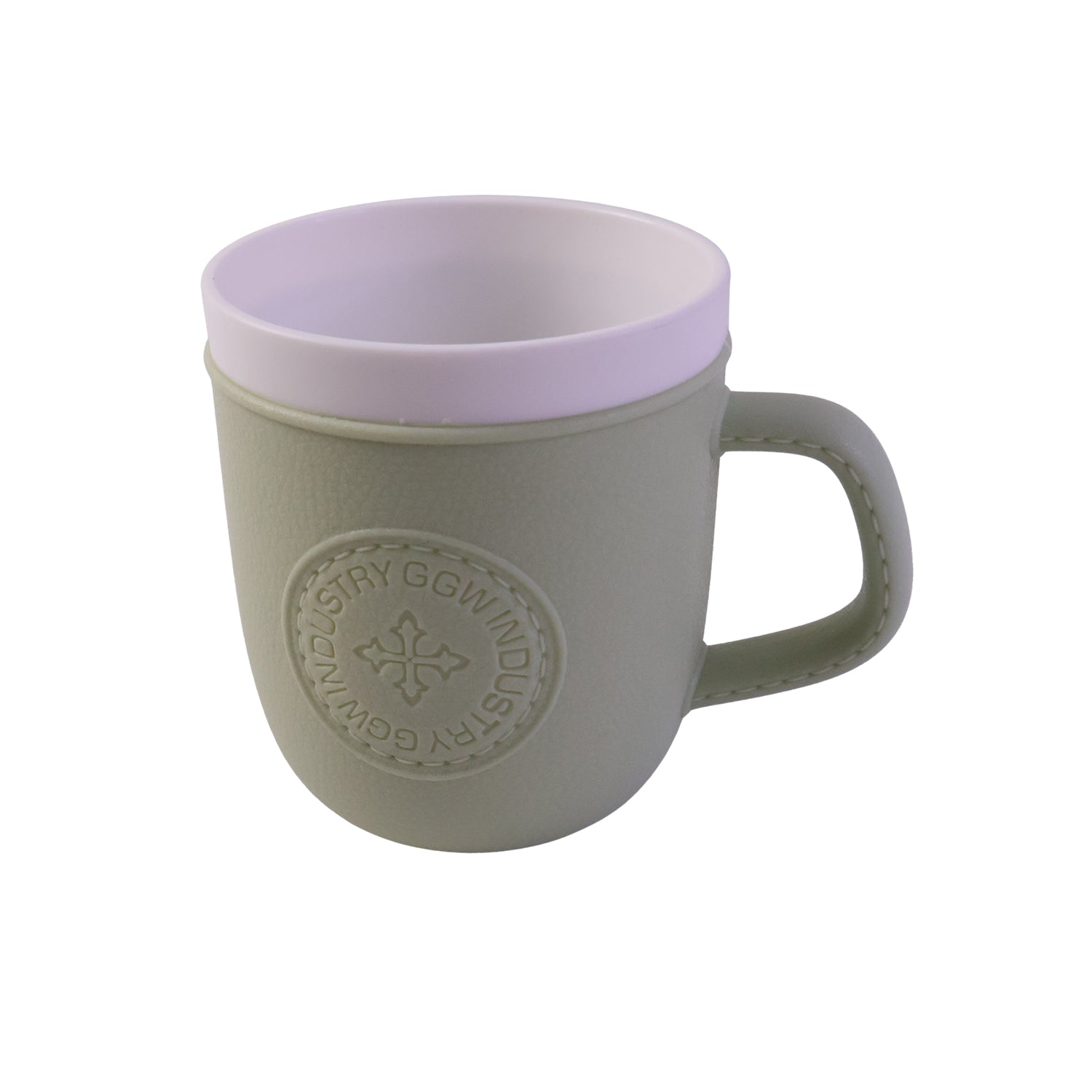 Plastic Coffee Mug with Handle Leather-Textured Reusable Cup - Detail View 5