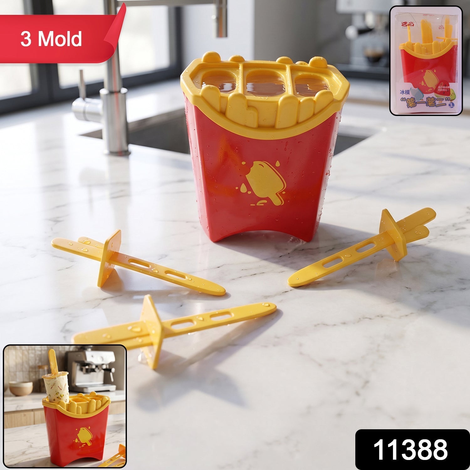 Ice Pop Mould Set Fun French Fries Shape for Summer Treats - Side View