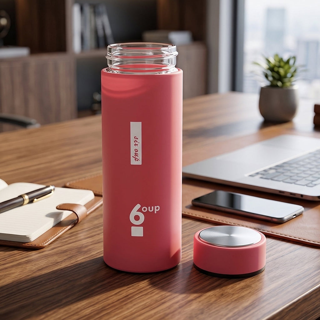 Glass Water Bottle Leak-Proof & Eco-Friendly Design - Back View