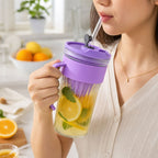 Glass Tumbler with Lid Reusable, Stylish Cold Beverage Mug - Detail View 6