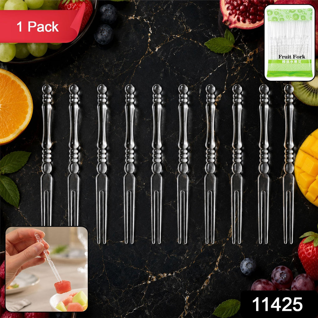 Mini Disposable Plastic Fruit Fork Elegant Beaded Handle Design - Side View