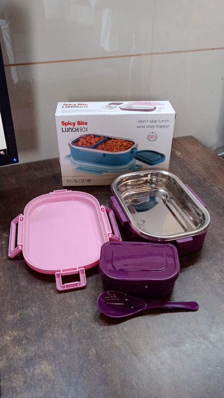 ALVENZA Stainless Steel Lunch Box – 3-in-1 Leakproof Set | Lunchie Bunchie