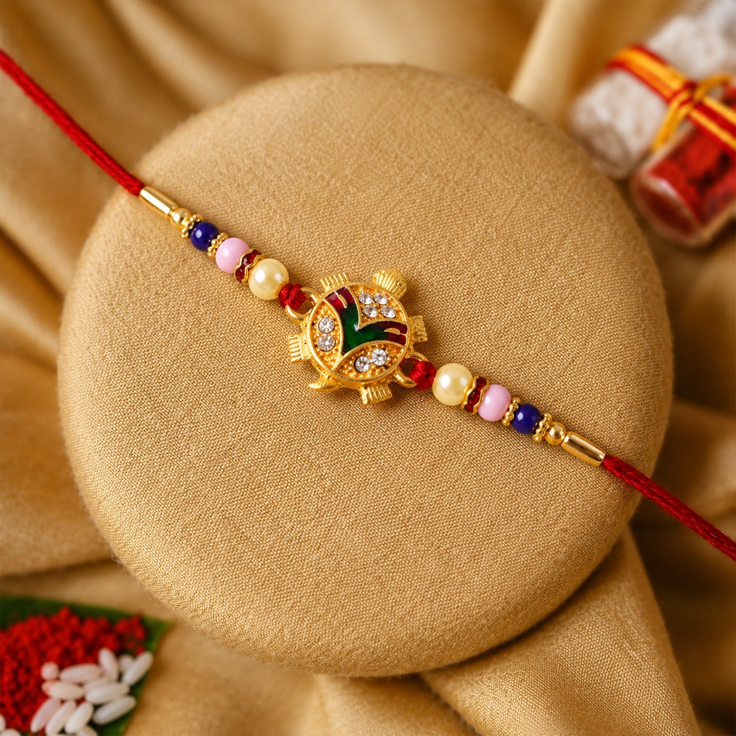 ALVENZA Traditional Tortoise Charm Rakhi - Lucky & Protective Symbol
