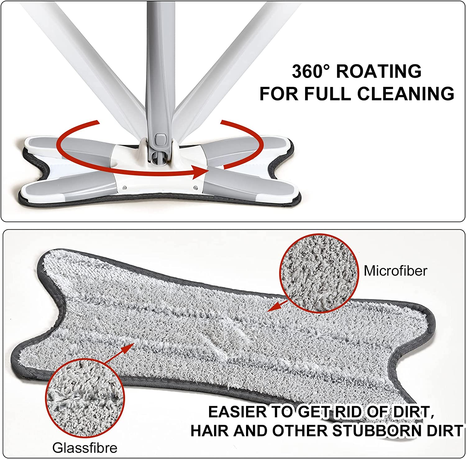 ALVENZA Hands-Free Mop – X-Shape Microfiber Squeeze | Storenzo