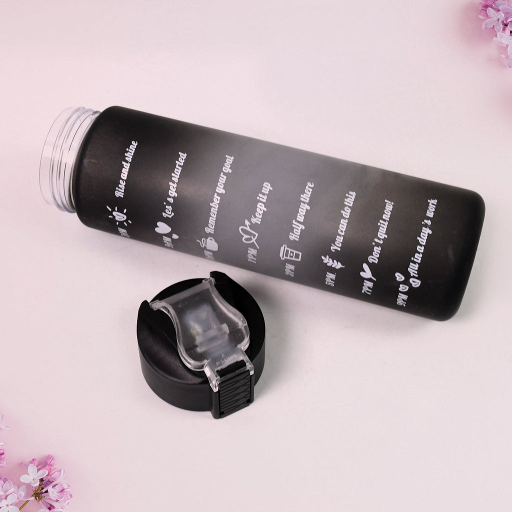 Motivational Water Bottle with Straw & Time Marker - Front View