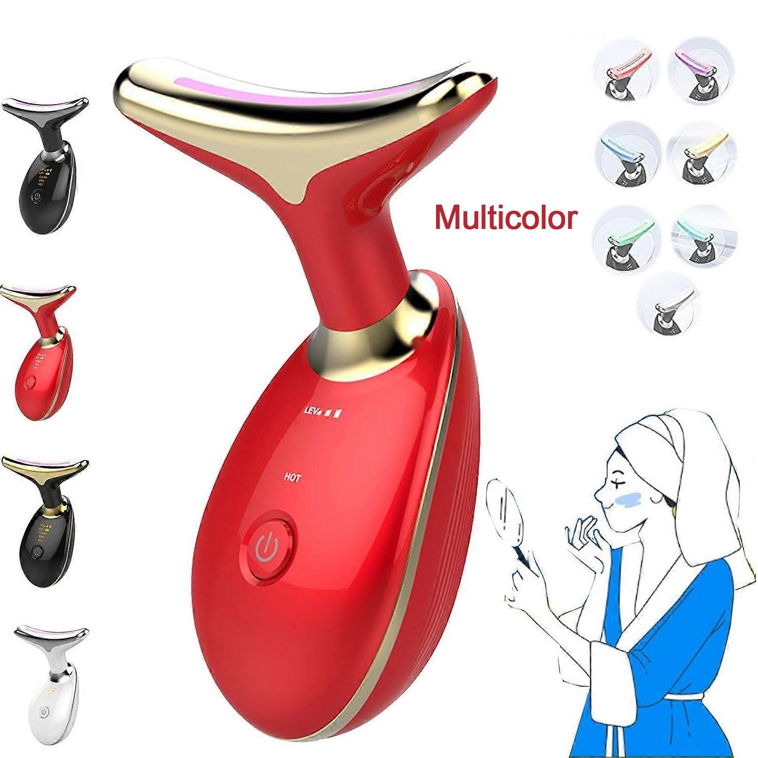 Electric Face Massager LED Photon Wrinkle Remover - Back View