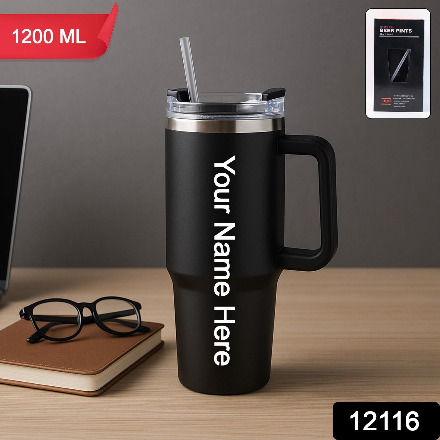 ALVENZA Insulated Travel Mug – 1200 ML Stainless Steel Vacuum Tumbler