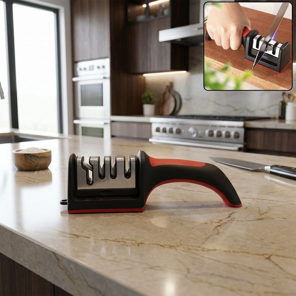 Manual Knife Sharpener 4-Stage for Precise Blades and Scissors