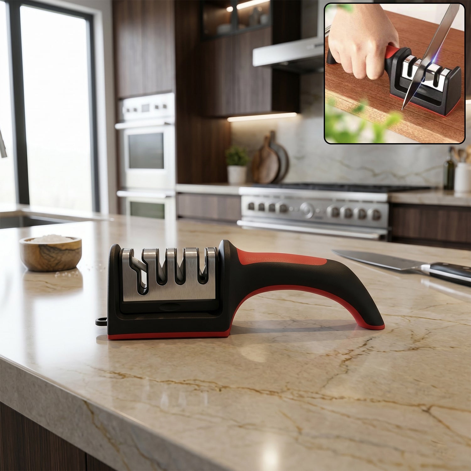 Manual Knife Sharpener 4-Stage for Precise Blades and Scissors