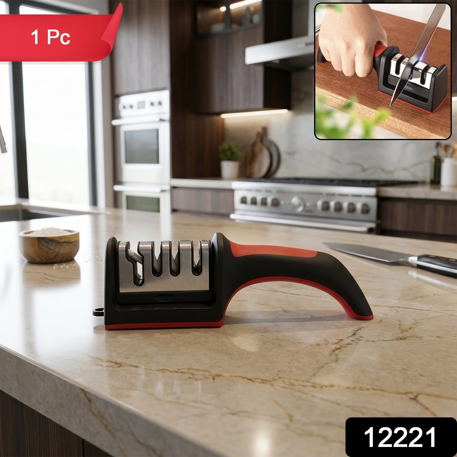 Manual Knife Sharpener 4-Stage for Precise Blades and Scissors - Side View