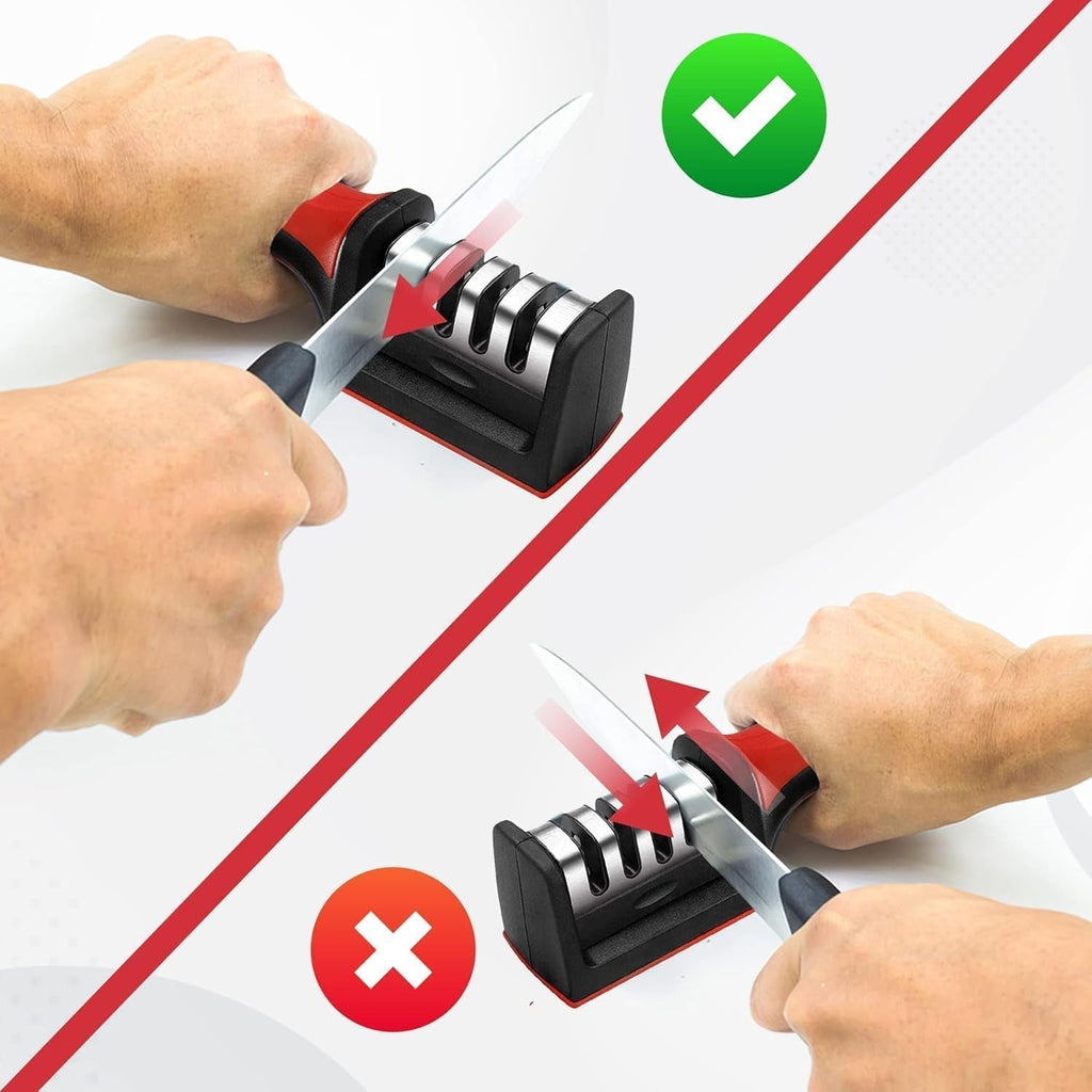 Manual Knife Sharpener 4-Stage for Precise Blades and Scissors - Back View
