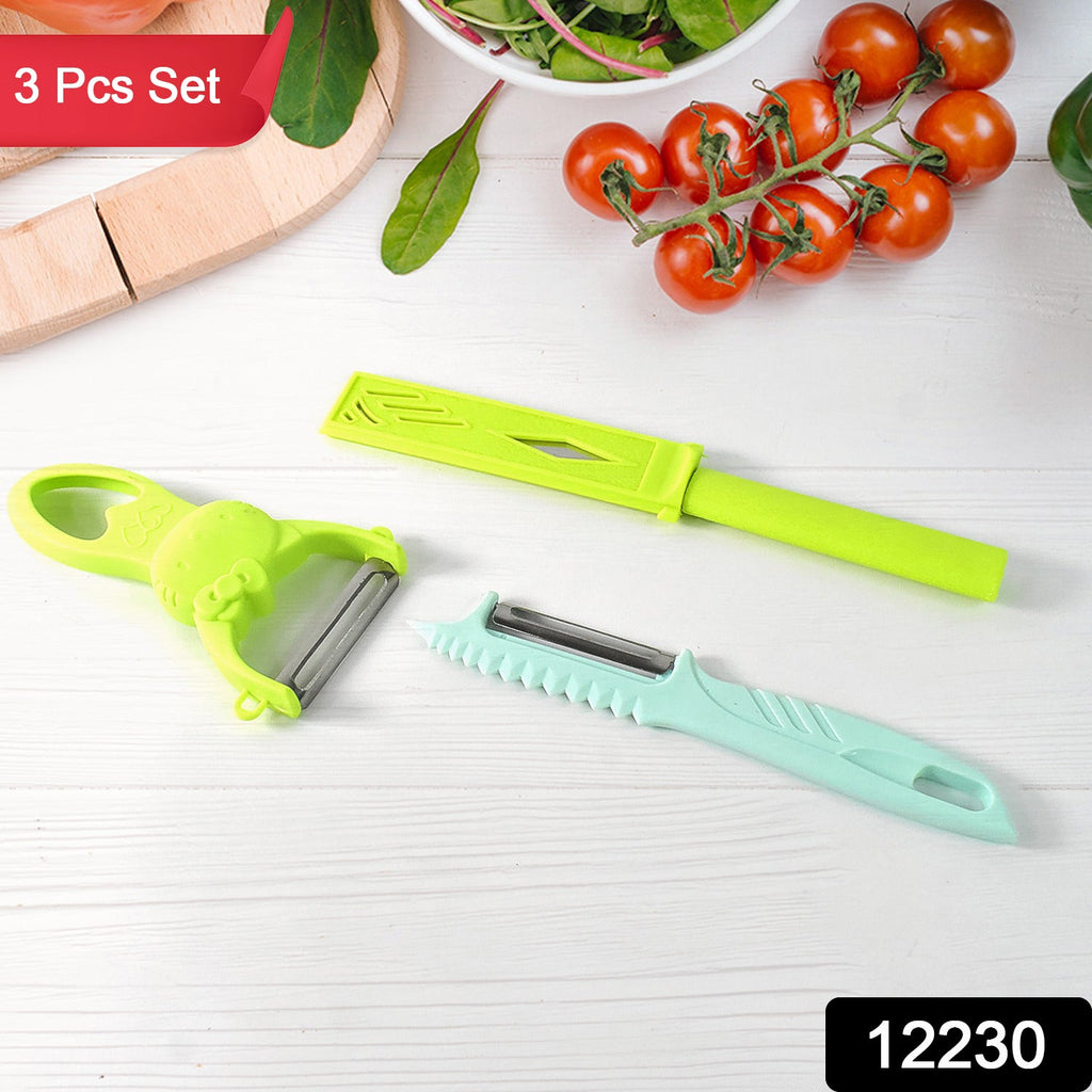Kitchen Vegetable Peelers 3 Piece Set with Non-slip Handles - Side View