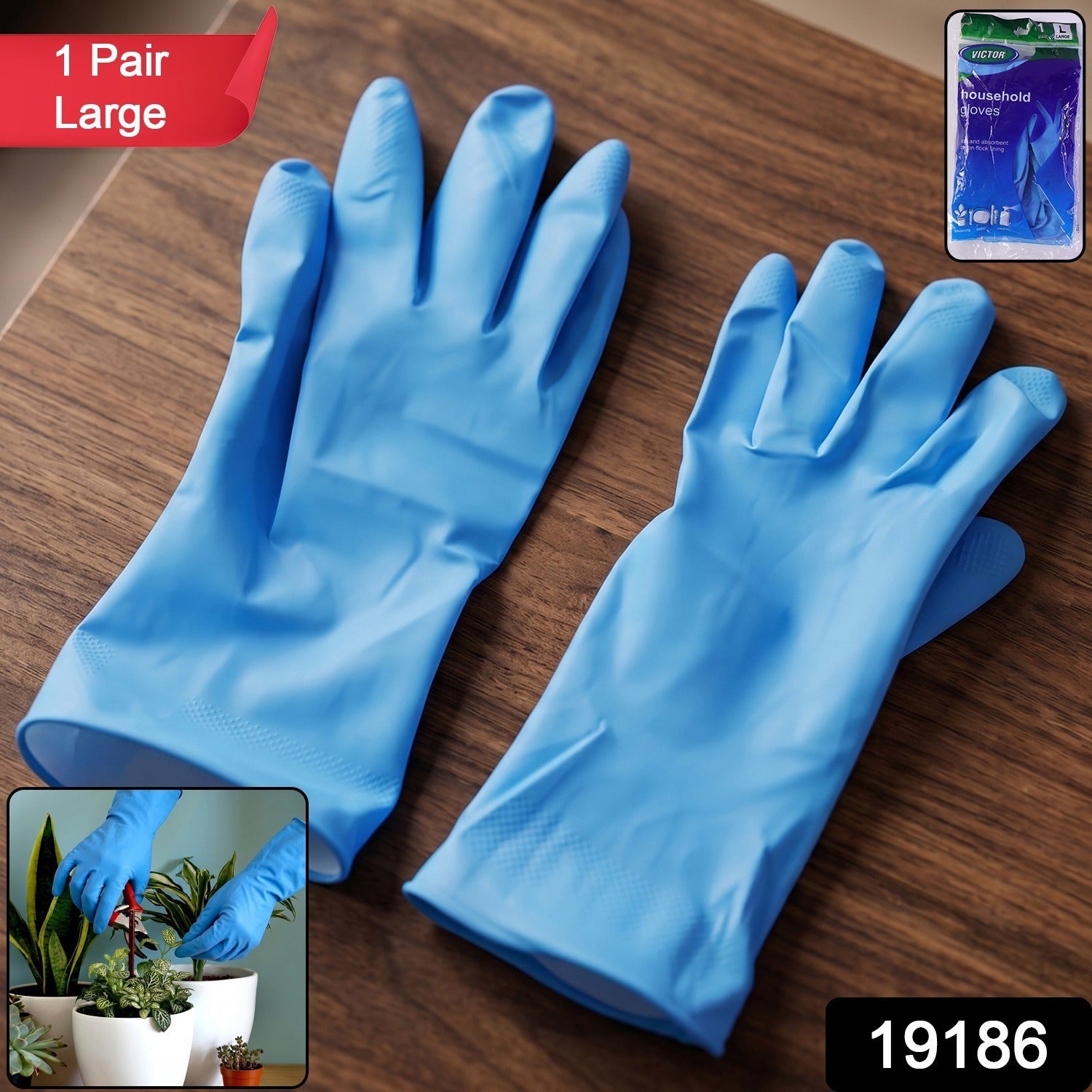 Waterproof Rubber Cleaning Gloves Durable & Reusable Kitchen Gloves - Side View