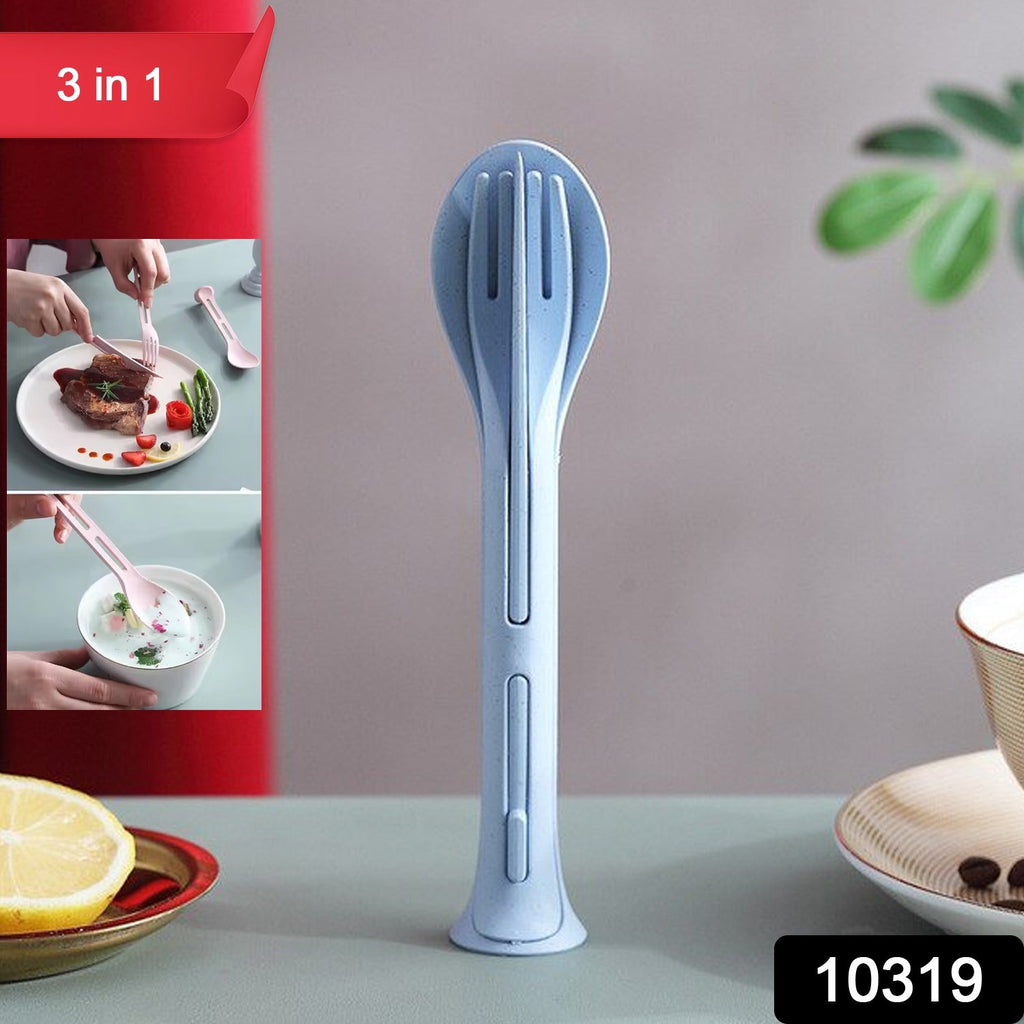 Reusable Cutlery Set 3-in-1 Spoon Fork Knife | Portable Travel - Side View
