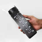 Motivational Water Bottle with Straw & Time Marker - Back View