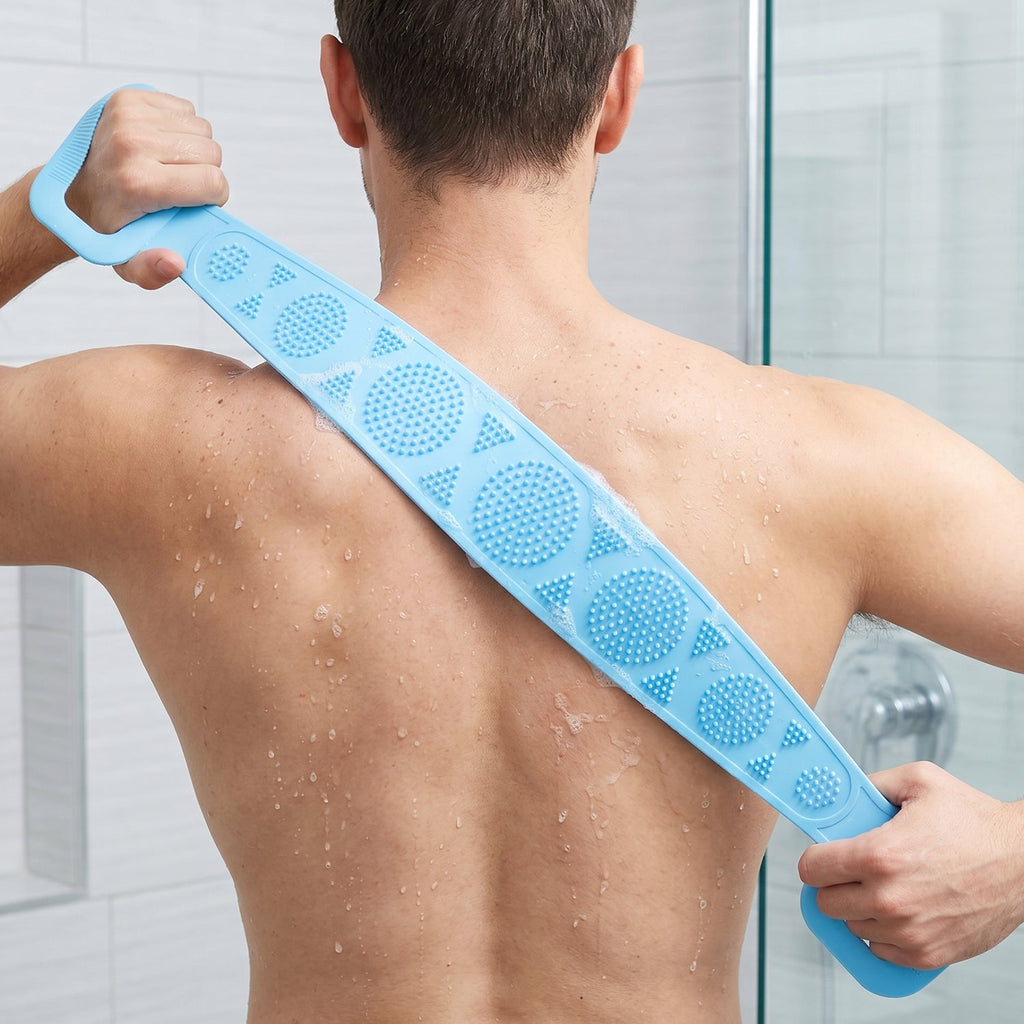 Silicone Back Scrubber Belt Effective Dual-Handle Exfoliation - Back View