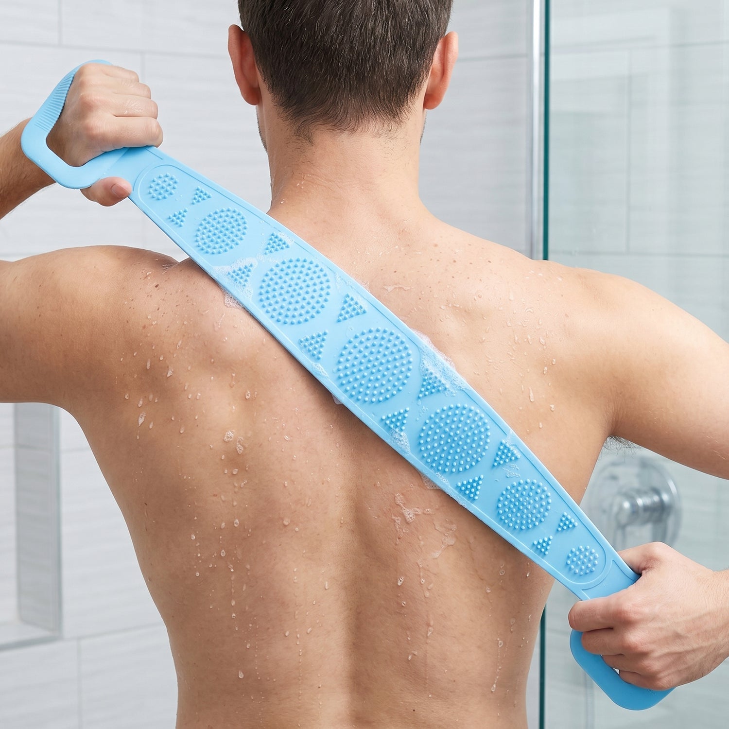Silicone Back Scrubber Belt Effective Dual-Handle Exfoliation - Back View