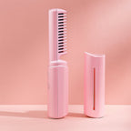 Mini Hair Straightener Brush – Cordless & Rechargeable for Travel