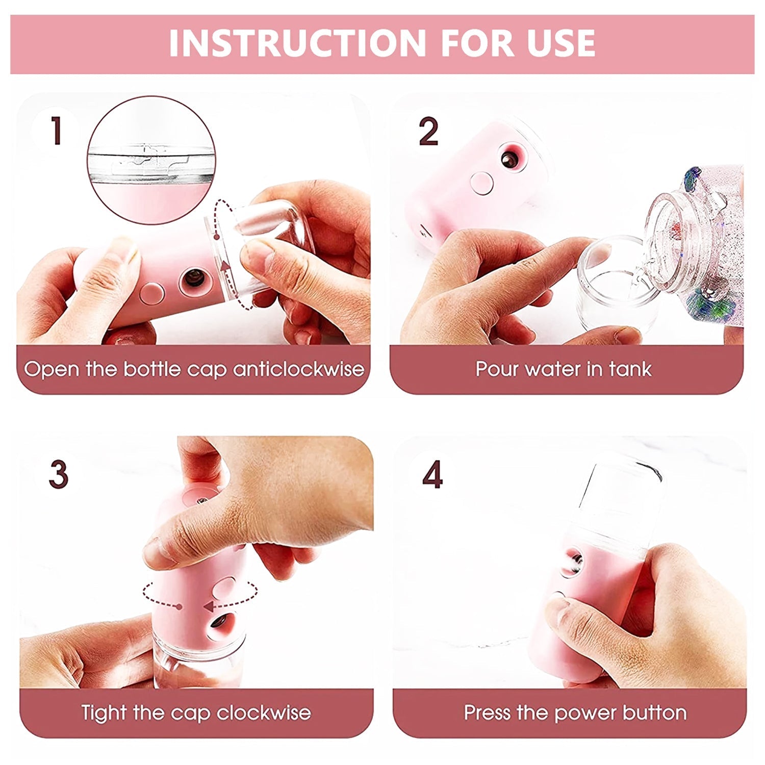 Nano Mist Sprayer Portable & Refillable for Instant Facial Hydration - Back View