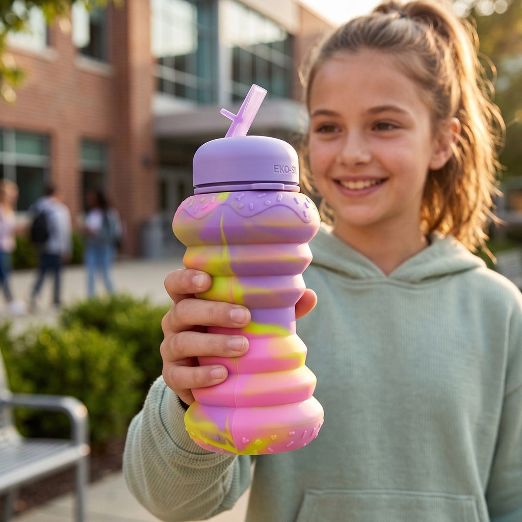 Foldable Silicone Sports Water Bottle Compact & Leak-proof Design - Front View