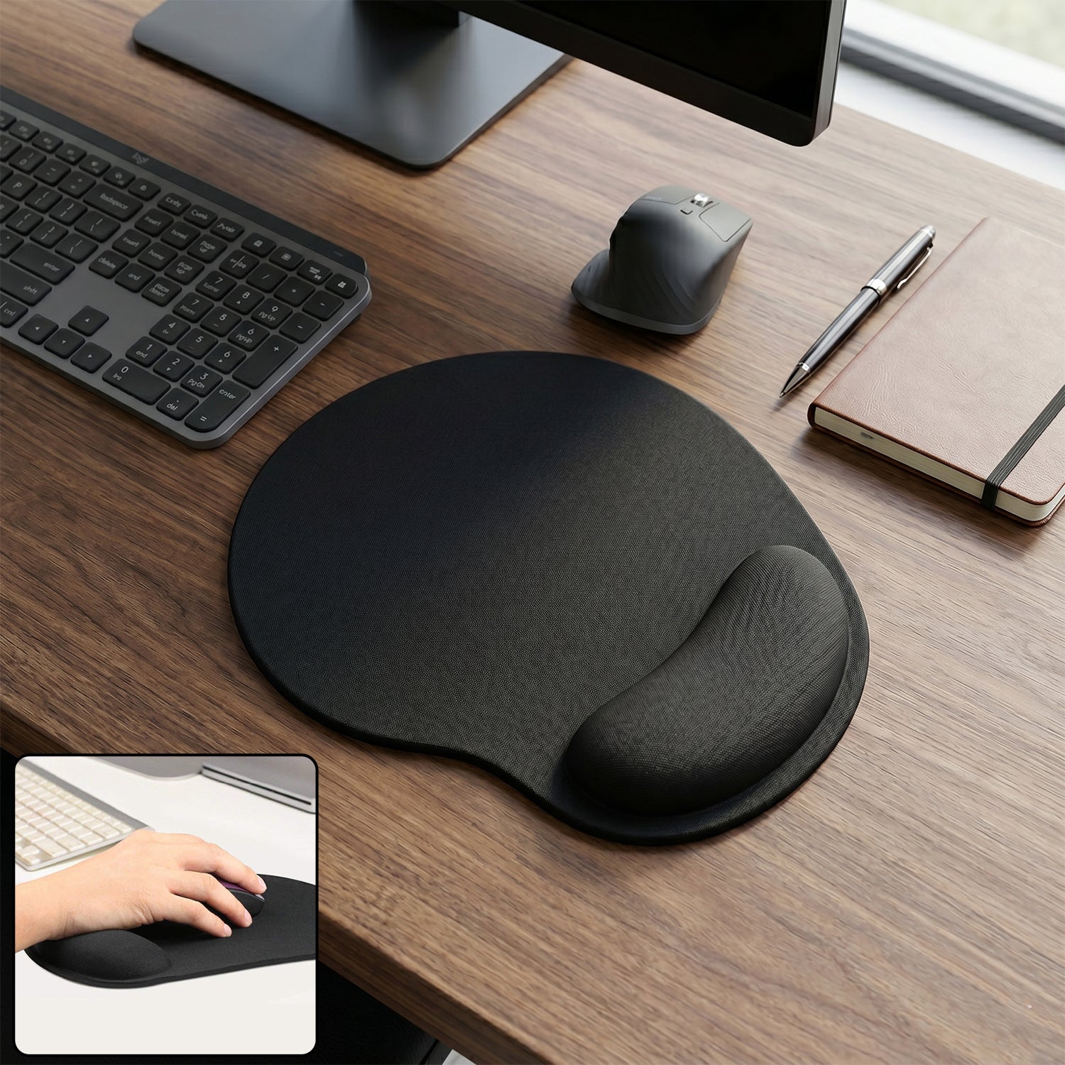 Ergonomic Gaming Mouse Pad Wrist Support & Non-Slip Base for Precision - Front View