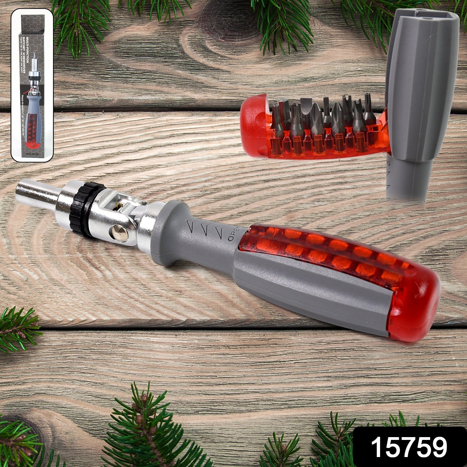 Ratchet Screwdriver Set Adjustable Angle & 20 Bits | BoltForce - Side View