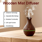 Mini Wooden Humidifier Ultrasonic Mist Diffuser with LED - Back View