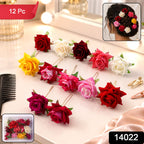 Flower Hair Pin Set – Colourful Floral Accessory (12 Pcs) | Calm & Curl