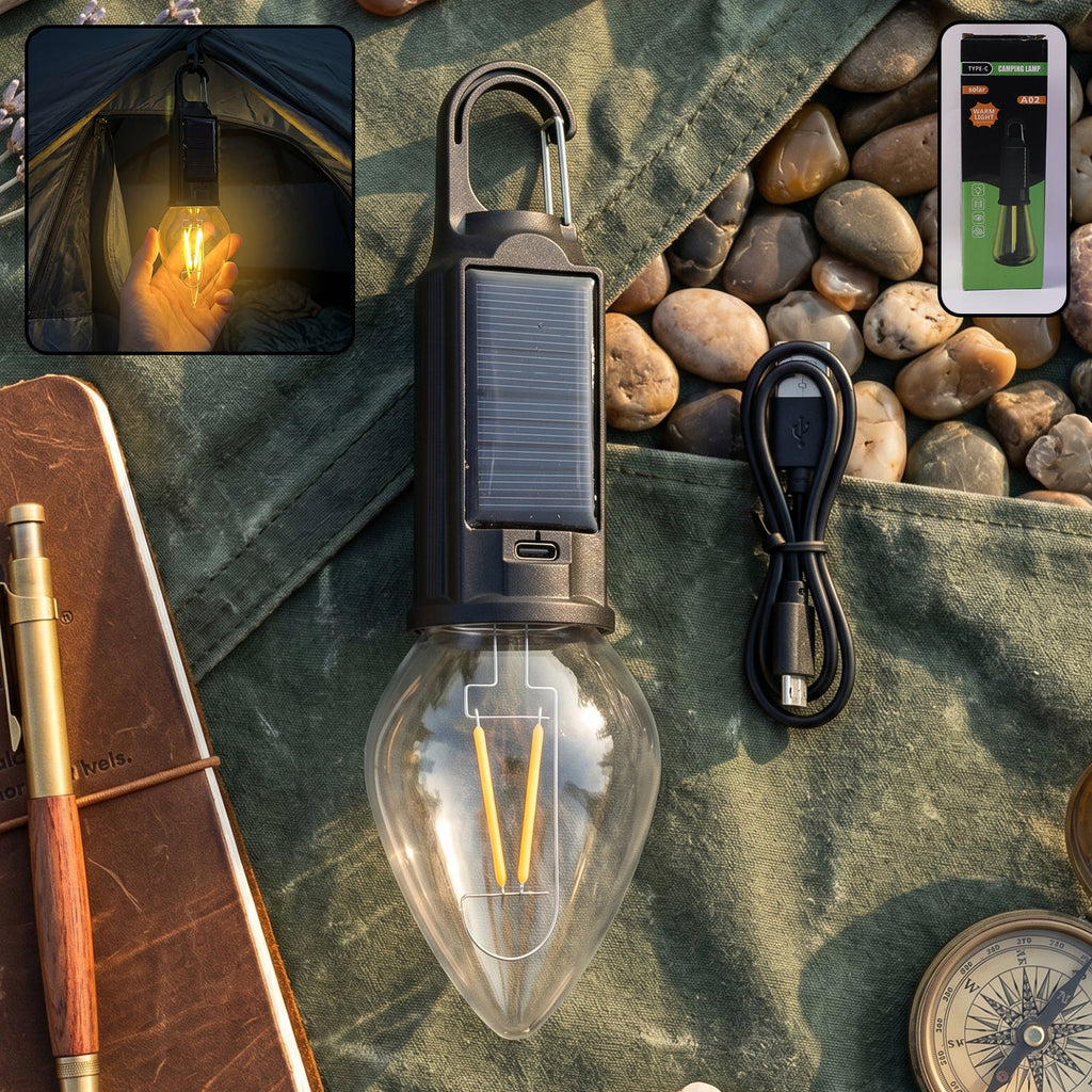 Camping Lantern Eco-Friendly, Dual Charging with Warm LED - Front View