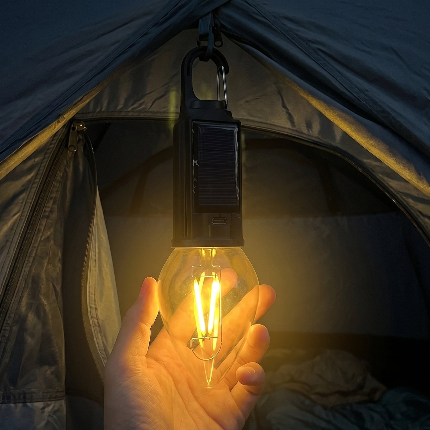 Camping Lantern Eco-Friendly, Dual Charging with Warm LED - Back View