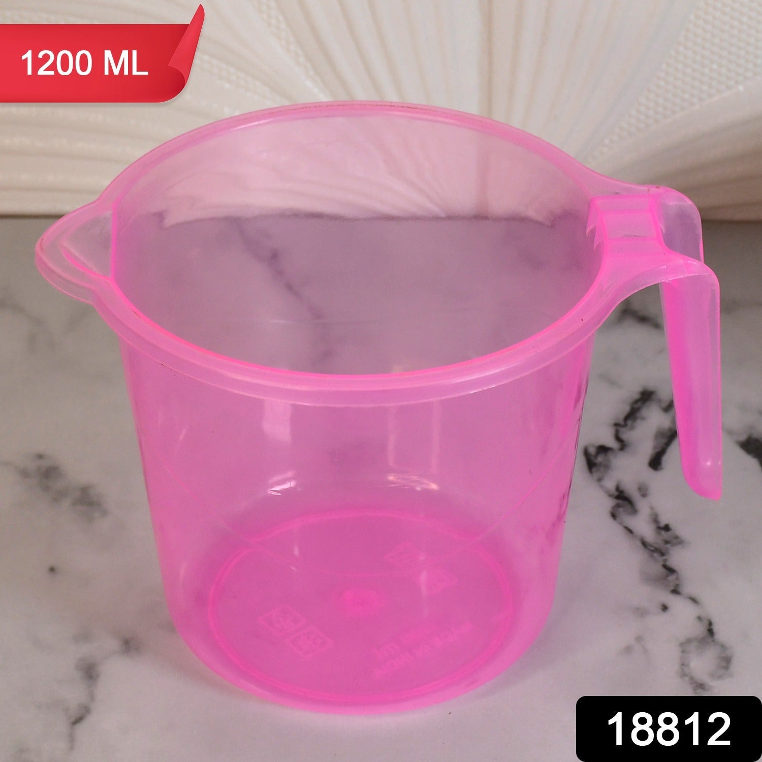 Bath Water Mug 1200ml Transparent Plastic for Bathroom | Bathora - Side View