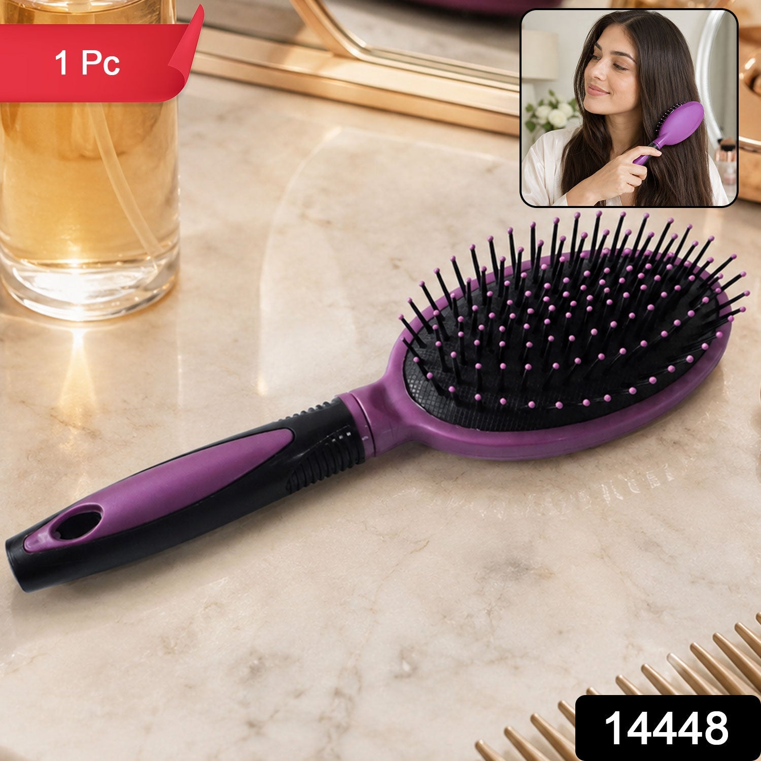 Cushioned Paddle Hair Brush Detangling & Frizz Control for All Hair