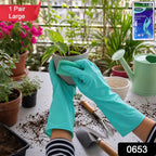Large Victor Green Rubber Gloves Reusable & Waterproof for Kitchen - Side View
