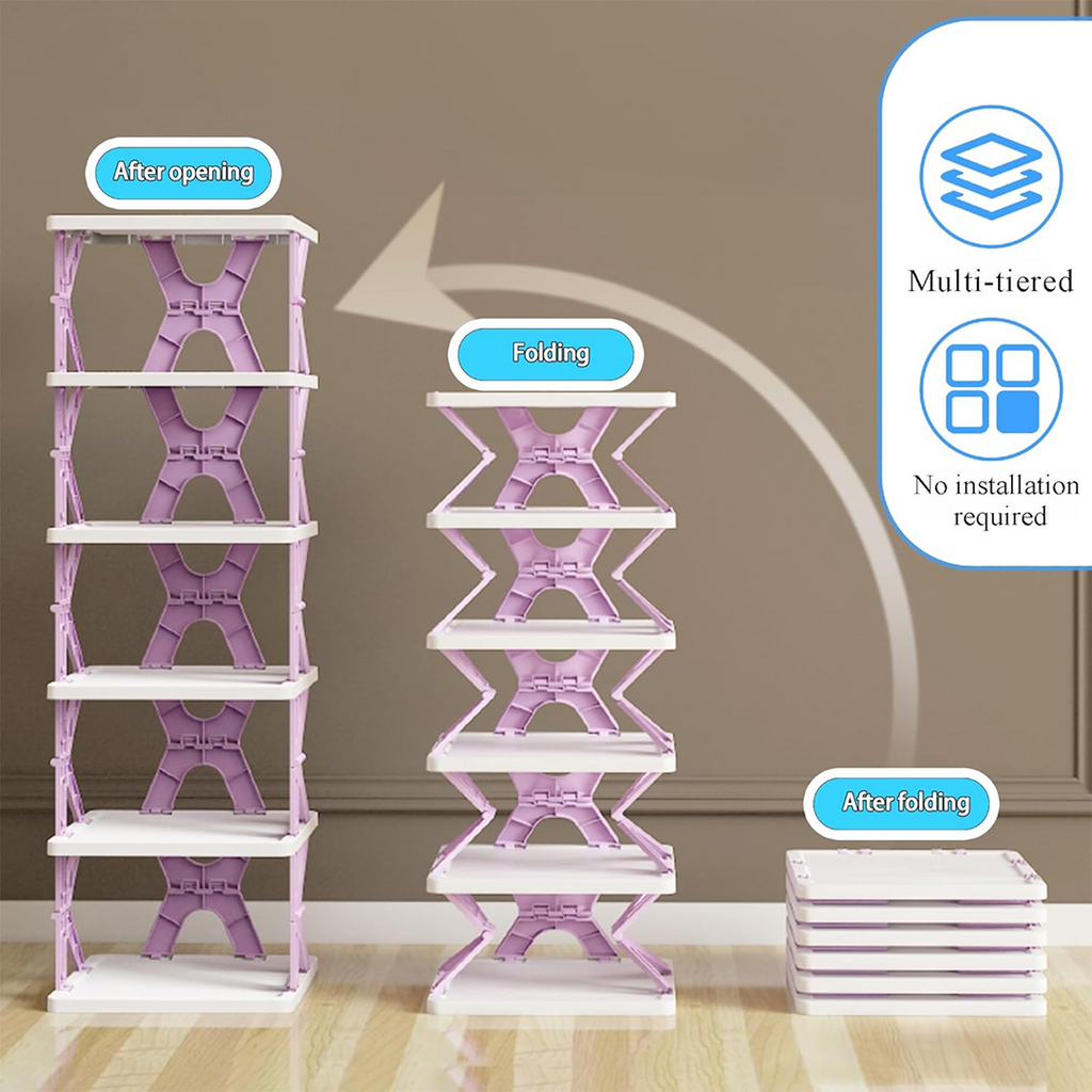ALVENZA Foldable Shoe Rack 6-Layer – Space-Saving Organizer | Organivo