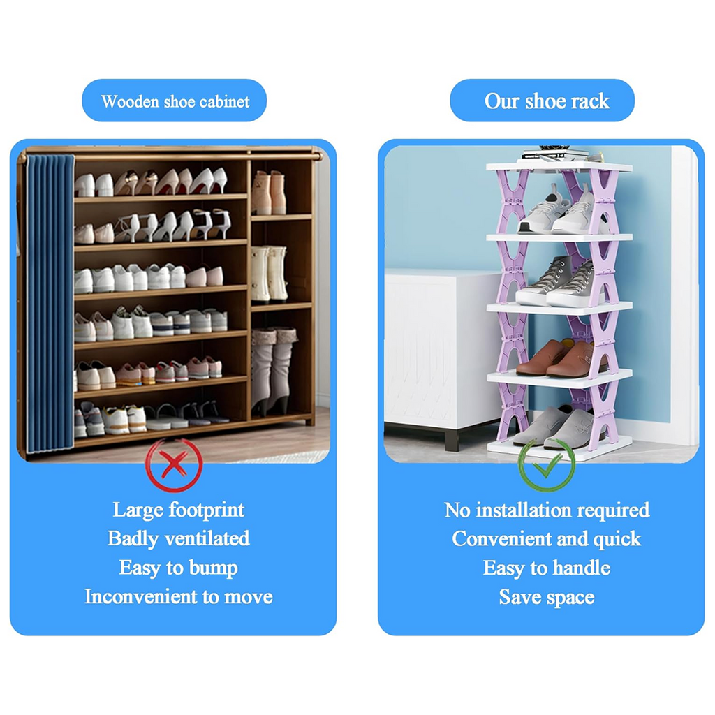 ALVENZA Foldable Shoe Rack 6-Layer – Space-Saving Organizer | Organivo