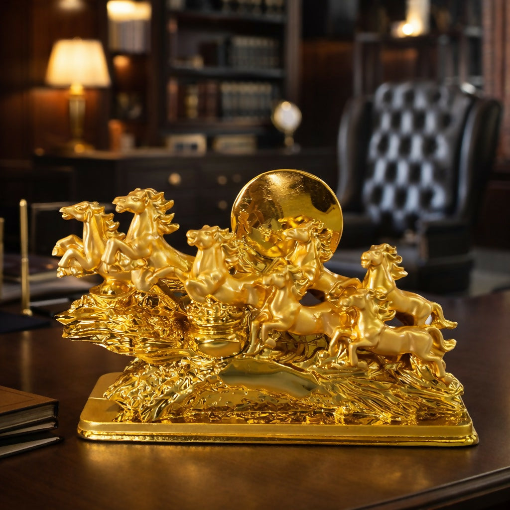 ALVENZA Seven Running Horses Showpiece – Symbol of Success & Positive Energy