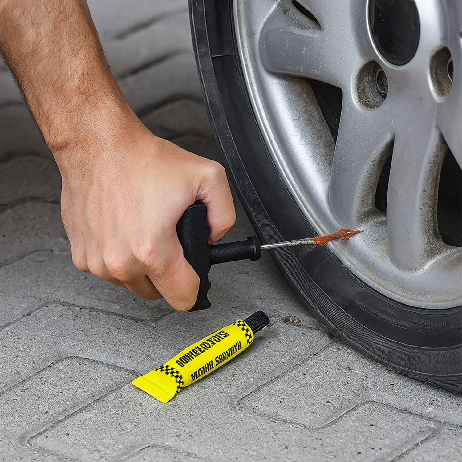 ALVENZA Tubeless Tyre Puncture Repair Kit – 5 Pc Emergency Set | Arrive Kit