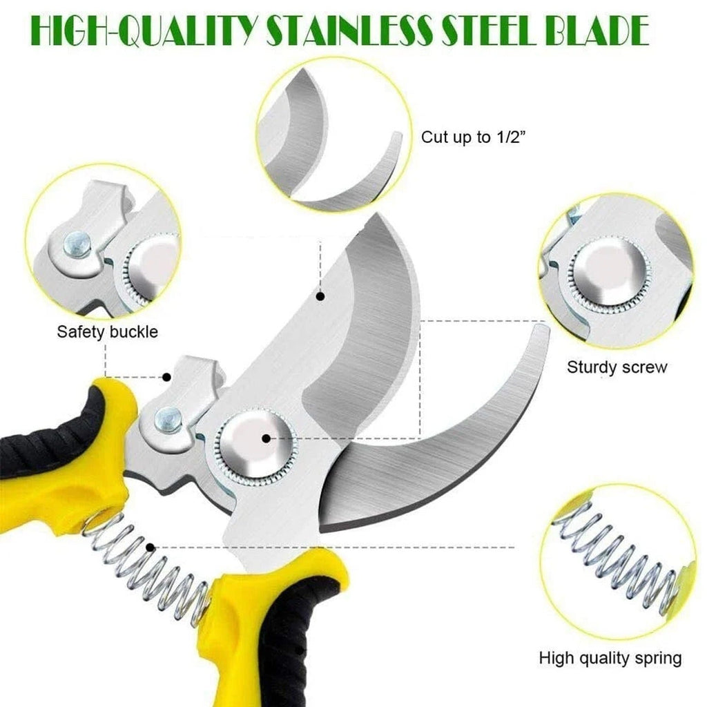 Heavy Duty Garden Pruning Shears Sharp Stainless Steel Blades for Precise Cutting - Back View