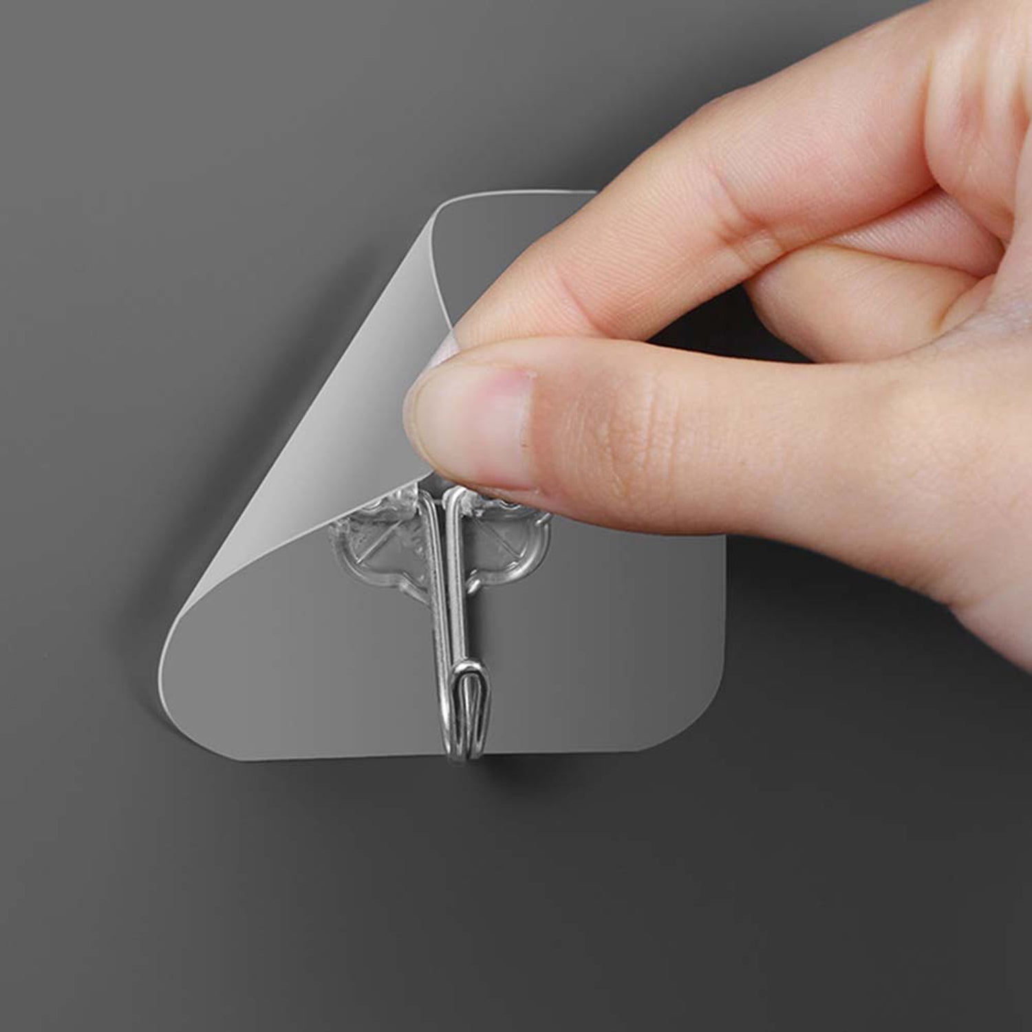 Strong Transparent Adhesive Wall Hooks 10 Pc Set for Home & Kitchen - Front View