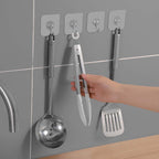 Strong Transparent Adhesive Wall Hooks 10 Pc Set for Home & Kitchen - Back View
