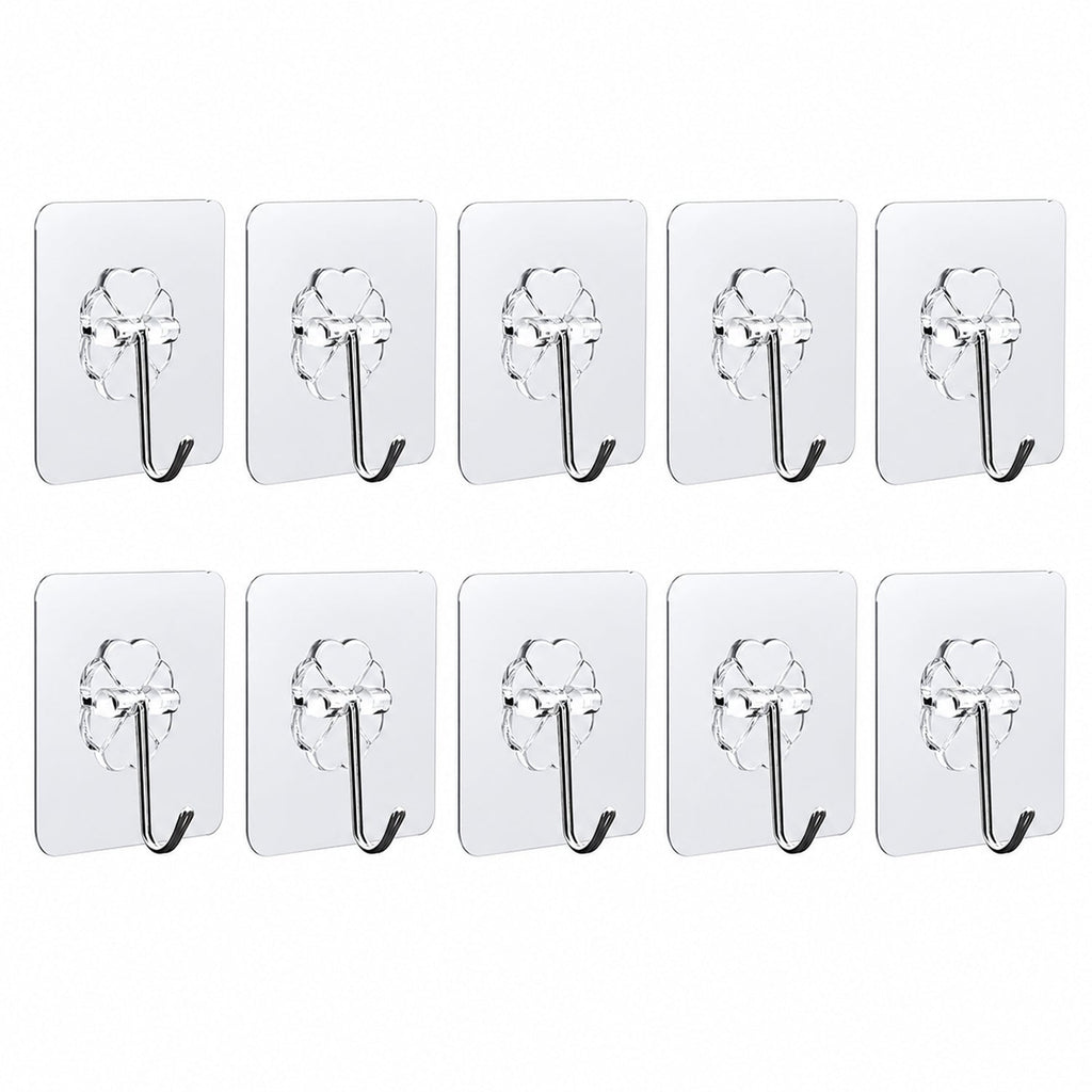 Strong Transparent Adhesive Wall Hooks 10 Pc Set for Home & Kitchen - Detail View 5