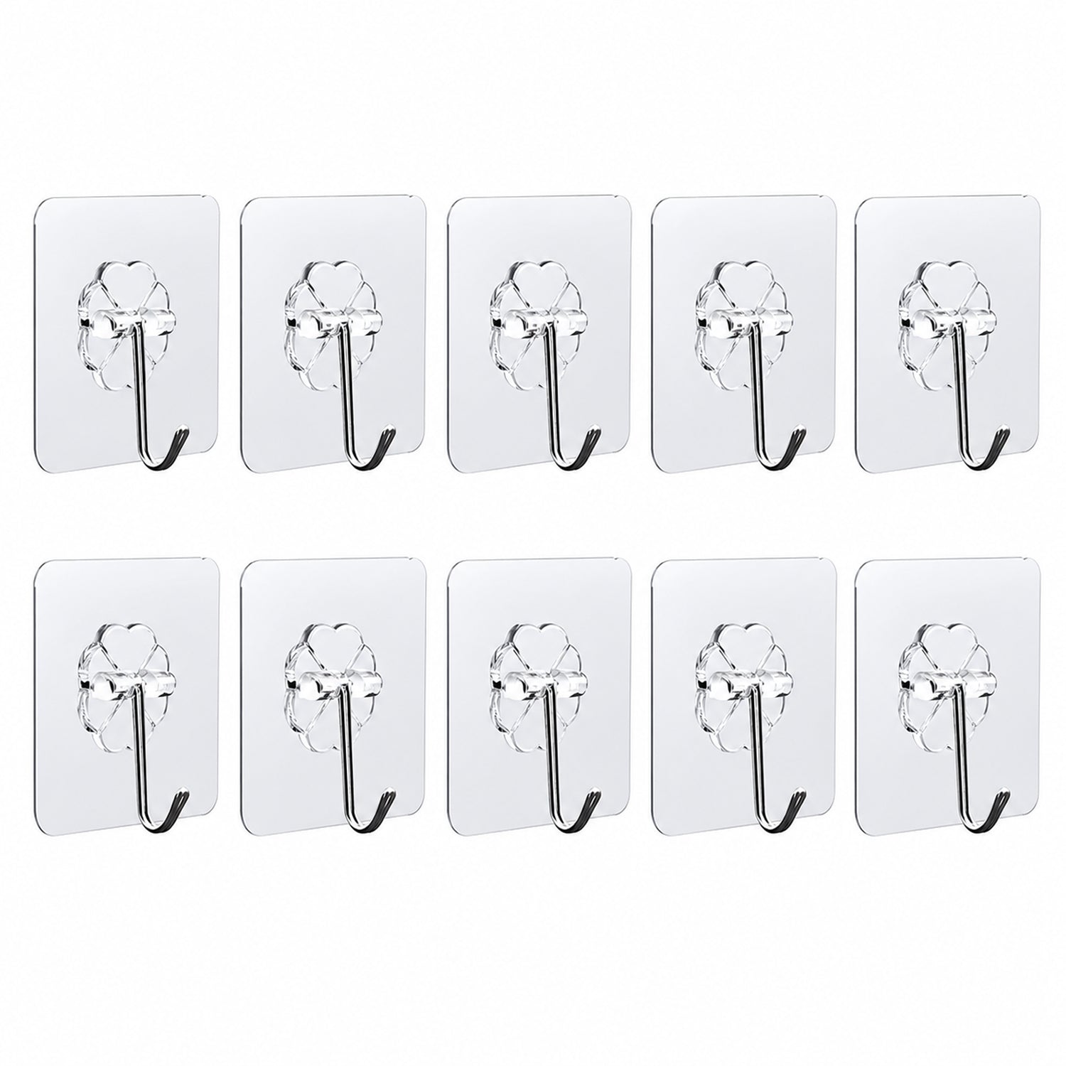 Strong Transparent Adhesive Wall Hooks 10 Pc Set for Home & Kitchen - Detail View 5