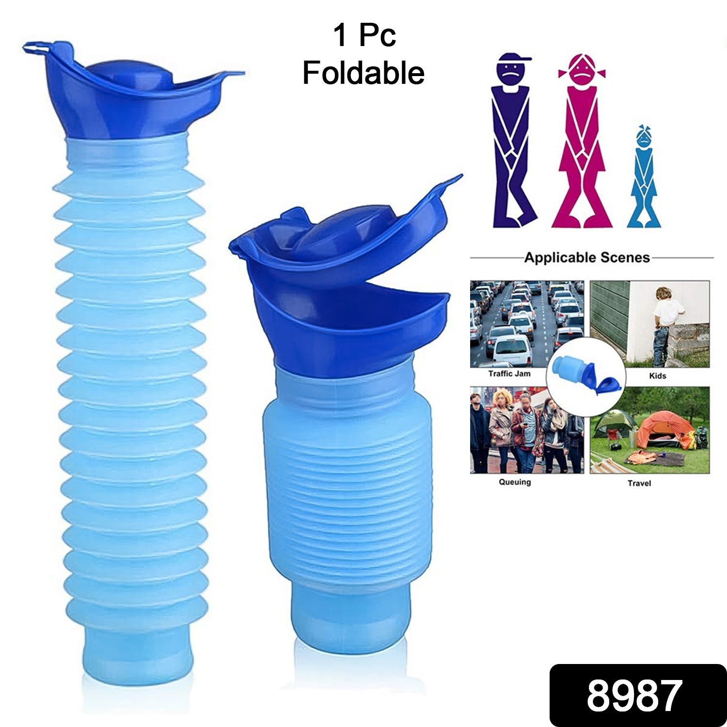 ALVENZA Foldable Portable Urinal Bottle – Leakproof 750ml Travel Potty