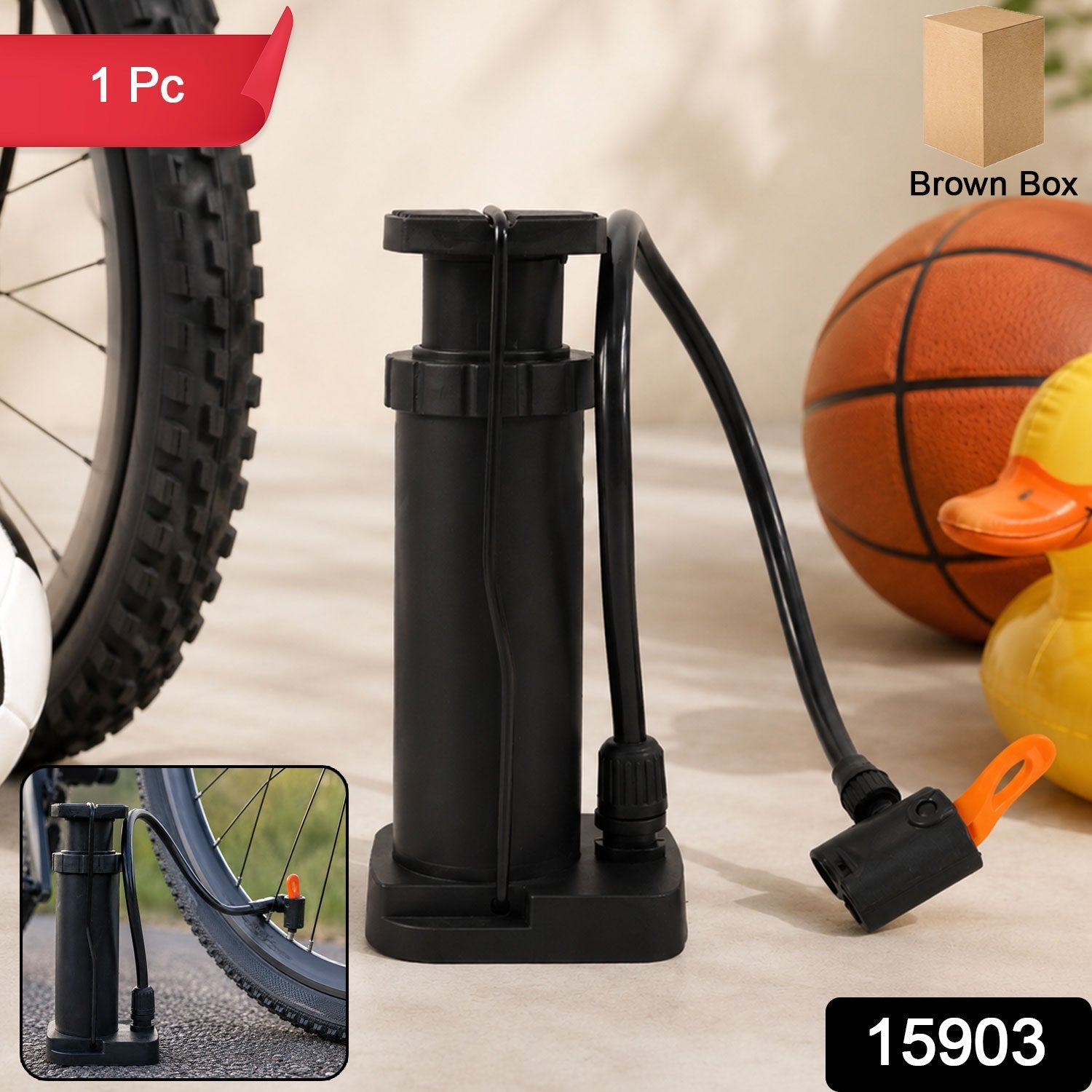 Mini Foot Pedal Air Pump Portable High-Pressure Inflator for Bikes & Balls - Front View