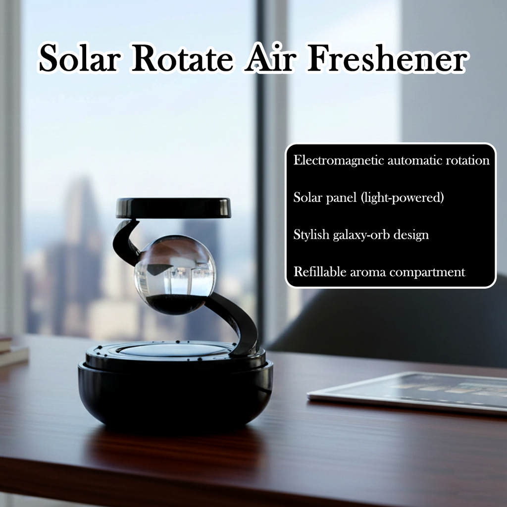 ALVENZA Solar-Powered Car Air Freshener – Rotating Galaxy Orb Design