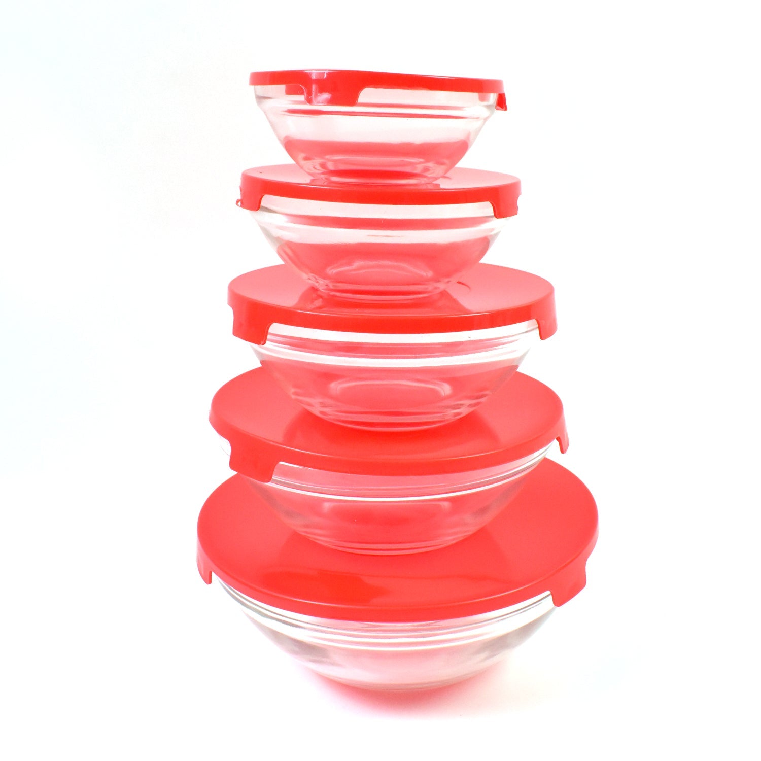 ALVENZA Glass Bowl Set – 5 Pcs Mixing & Storage with Lids | Organivo