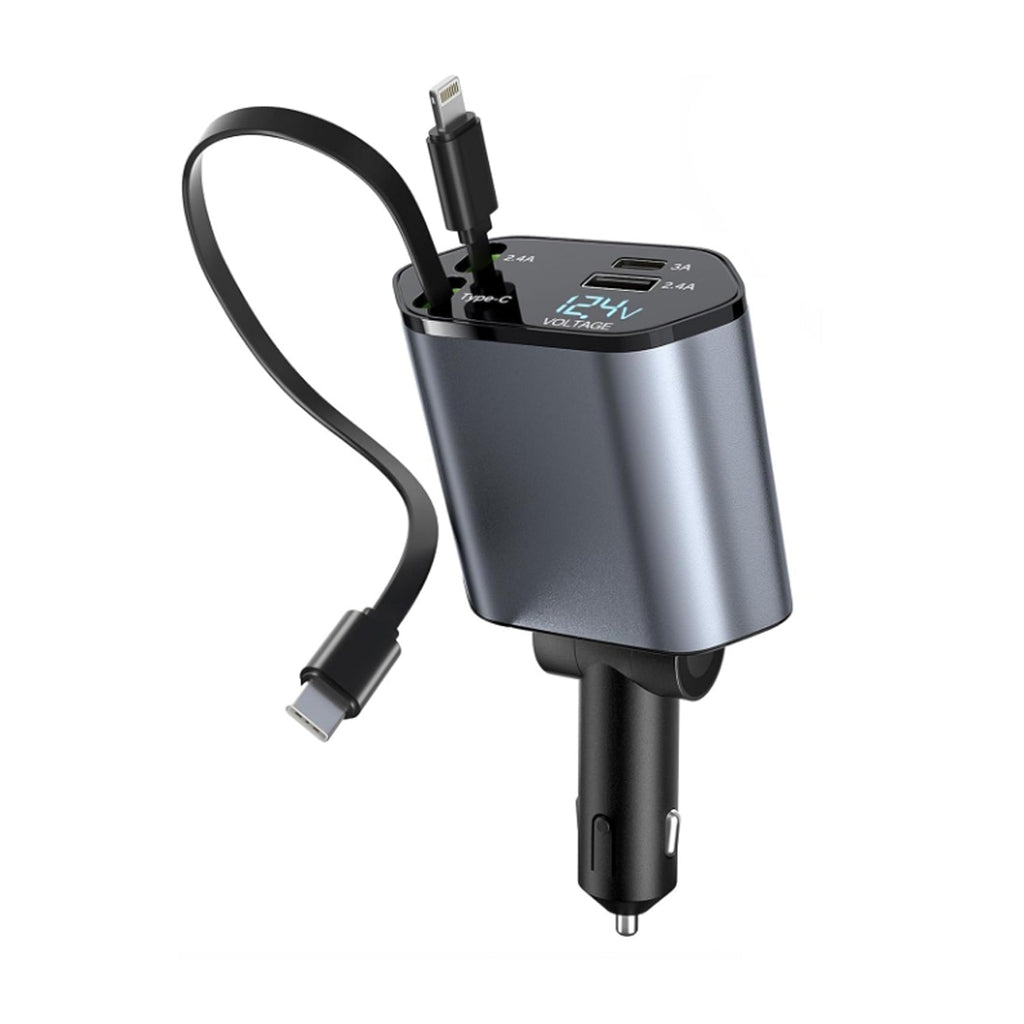 ALVENZA 4-in-1 Car Charger – Dual Cables & 120W Super Fast Power