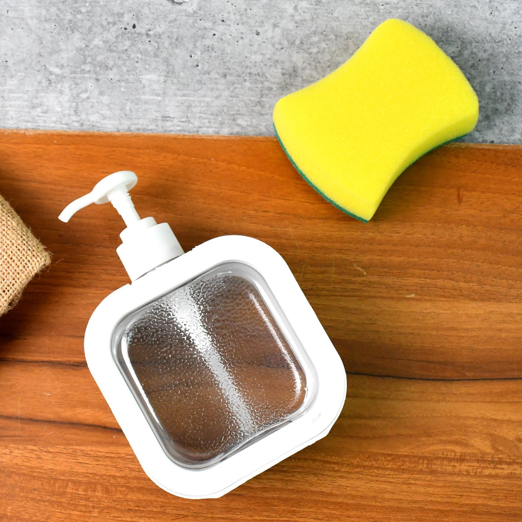 Soap Dispenser Clear Refillable Pump Bottle | VelvetBubbles - Front View