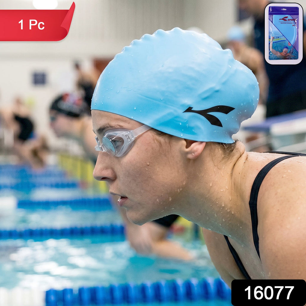 Waterproof Stretchable Silicone Swim Cap Fits All Ages for Swim & Water Sports