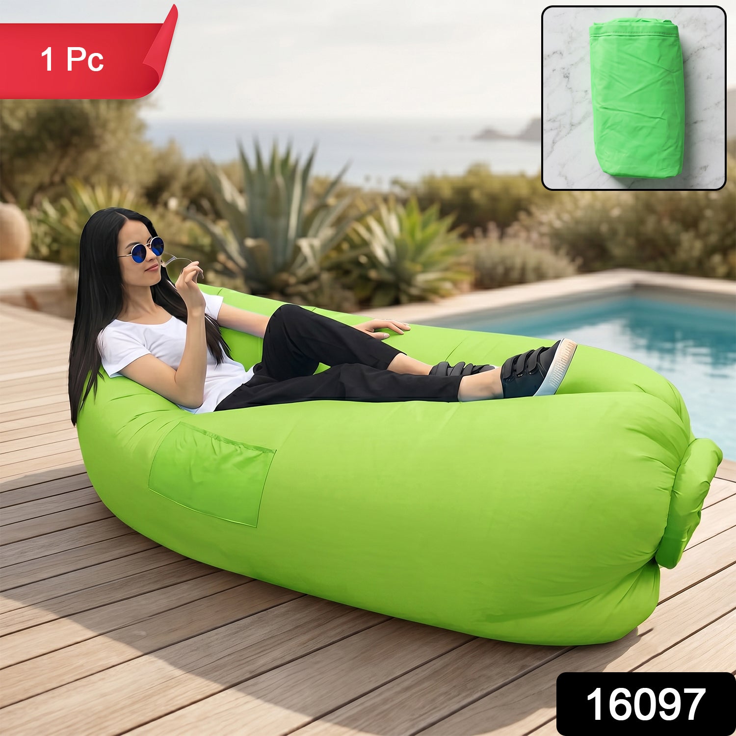 Inflatable Lounger Portable Outdoor & Travel Recliner - Side View